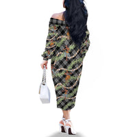 Sable Palaka Hula Girls Seamless Hawaii Aloha Family Matching Off The Shoulder Long Sleeve Dress and Hawaiian Shirt LT7 - Polynesian Pride