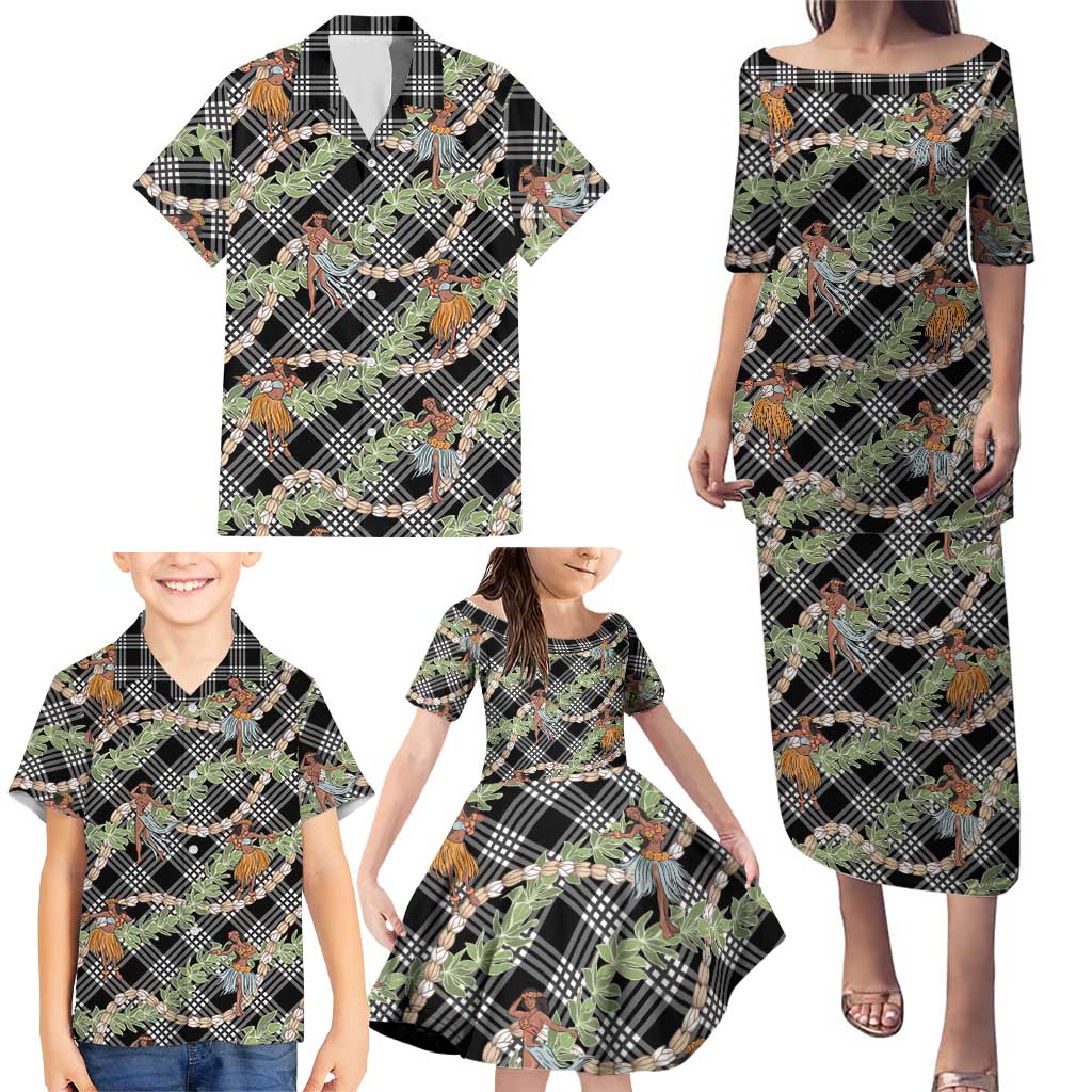 Sable Palaka Hula Girls Seamless Hawaii Aloha Family Matching Puletasi and Hawaiian Shirt - Polynesian Pride