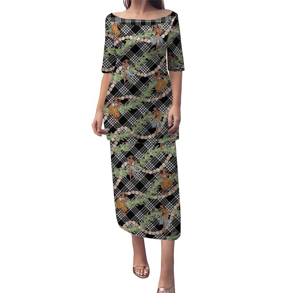 Sable Palaka Hula Girls Seamless Hawaii Aloha Family Matching Puletasi and Hawaiian Shirt - Polynesian Pride