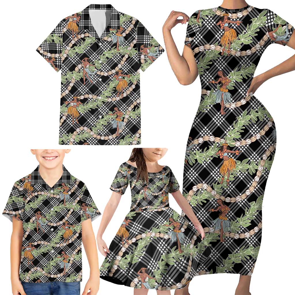 Sable Palaka Hula Girls Seamless Hawaii Aloha Family Matching Short Sleeve Bodycon Dress and Hawaiian Shirt LT7 - Polynesian Pride