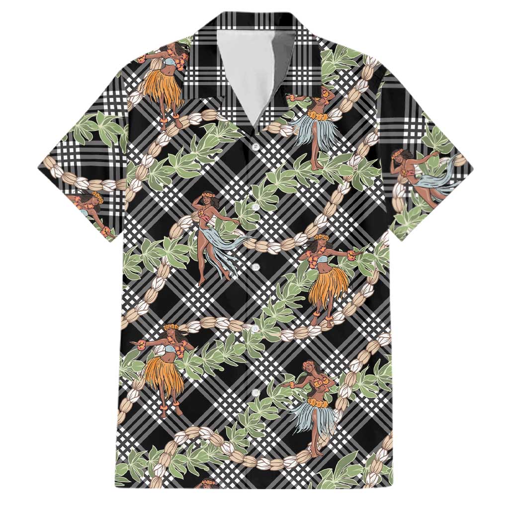 Sable Palaka Hula Girls Seamless Hawaii Aloha Family Matching Short Sleeve Bodycon Dress and Hawaiian Shirt LT7 Dad's Shirt - Short Sleeve Black - Polynesian Pride