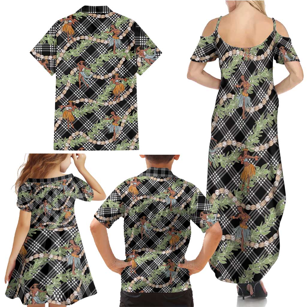 Sable Palaka Hula Girls Seamless Hawaii Aloha Family Matching Summer Maxi Dress and Hawaiian Shirt LT7 - Polynesian Pride