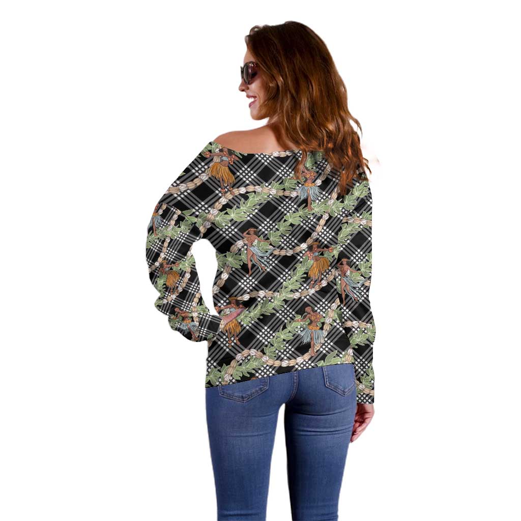 Sable Palaka Hula Girls Seamless Hawaii Aloha Off Shoulder Sweater - Polynesian Pride