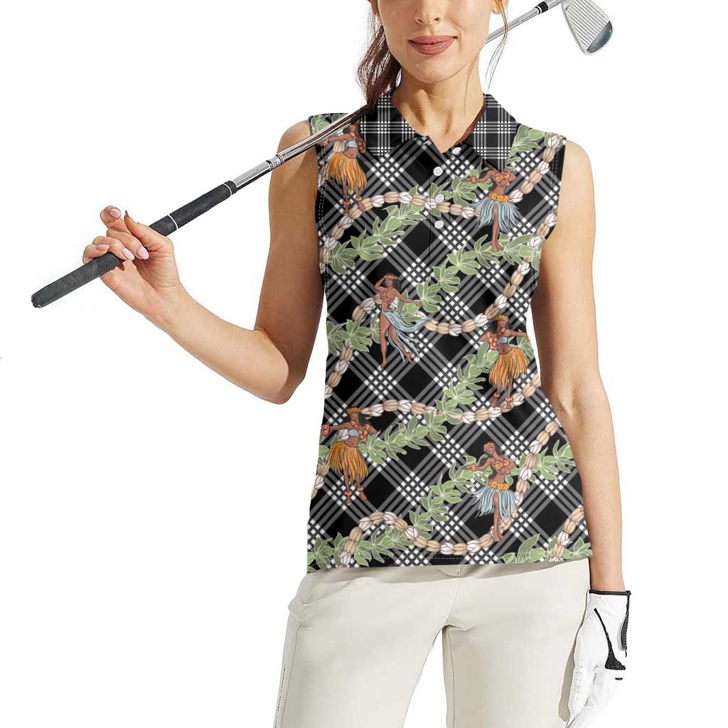 Sable Palaka Hula Girls Seamless Hawaii Aloha Women Sleeveless Polo Shirt - Polynesian Pride