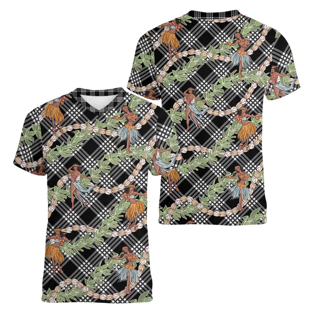 Sable Palaka Hula Girls Seamless Hawaii Aloha Women V-Neck T-Shirt - Polynesian Pride