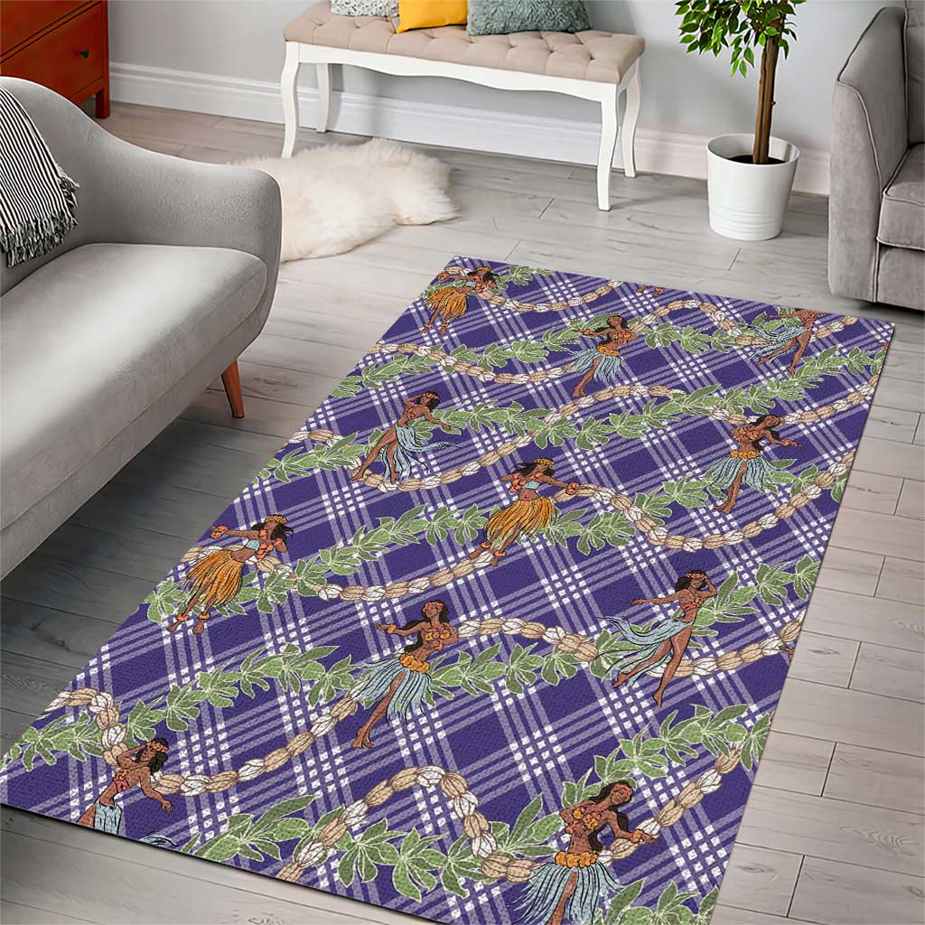 Lavender Palaka Hula Girls Seamless Hawaii Aloha Area Rug - Polynesian Pride