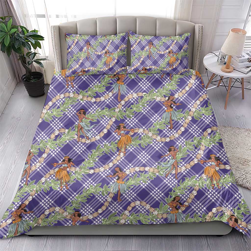 Lavender Palaka Hula Girls Seamless Hawaii Aloha Bedding Set - Polynesian Pride