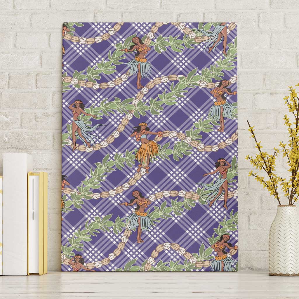Lavender Palaka Hula Girls Seamless Hawaii Aloha Canvas Wall Art - Polynesian Pride
