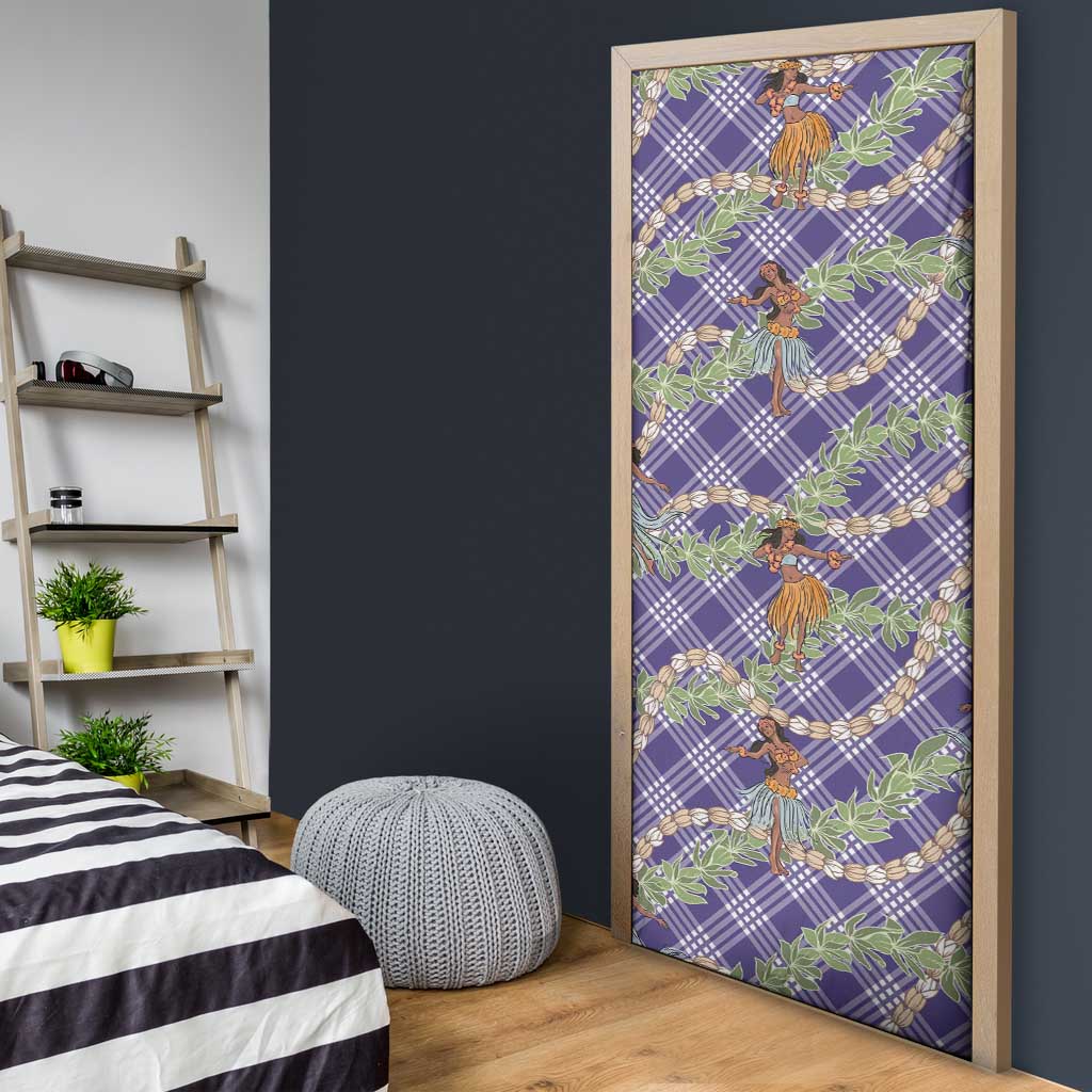 Lavender Palaka Hula Girls Seamless Hawaii Aloha Door Cover - Polynesian Pride