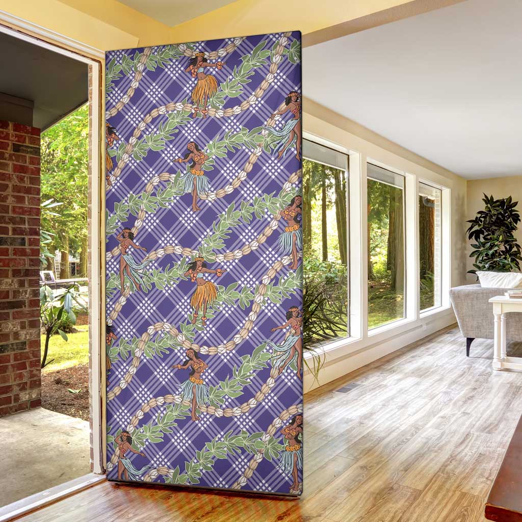 Lavender Palaka Hula Girls Seamless Hawaii Aloha Door Cover - Polynesian Pride