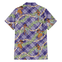 Lavender Palaka Hula Girls Seamless Hawaii Aloha Family Matching Mermaid Dress and Hawaiian Shirt LT7 - Polynesian Pride