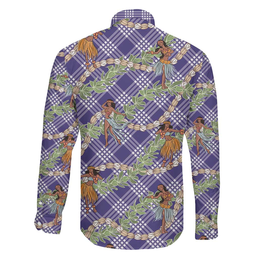 Lavender Palaka Hula Girls Seamless Hawaii Aloha Family Matching Mermaid Dress and Hawaiian Shirt LT7 - Polynesian Pride