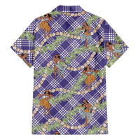 Lavender Palaka Hula Girls Seamless Hawaii Aloha Family Matching Short Sleeve Bodycon Dress and Hawaiian Shirt LT7 - Polynesian Pride