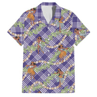 Lavender Palaka Hula Girls Seamless Hawaii Aloha Family Matching Summer Maxi Dress and Hawaiian Shirt LT7 Dad's Shirt - Short Sleeve Lavender - Polynesian Pride