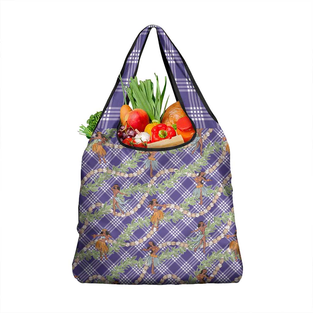 Lavender Palaka Hula Girls Seamless Hawaii Aloha Grocery Bag - Polynesian Pride