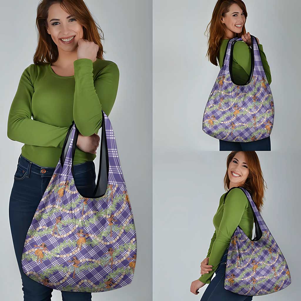 Lavender Palaka Hula Girls Seamless Hawaii Aloha Grocery Bag - Polynesian Pride