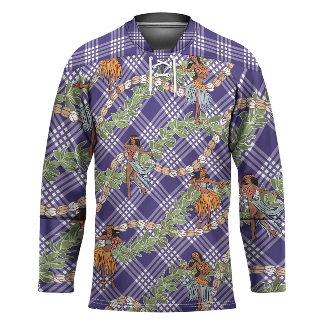 Lavender Palaka Hula Girls Seamless Hawaii Aloha Hockey Jersey - Polynesian Pride