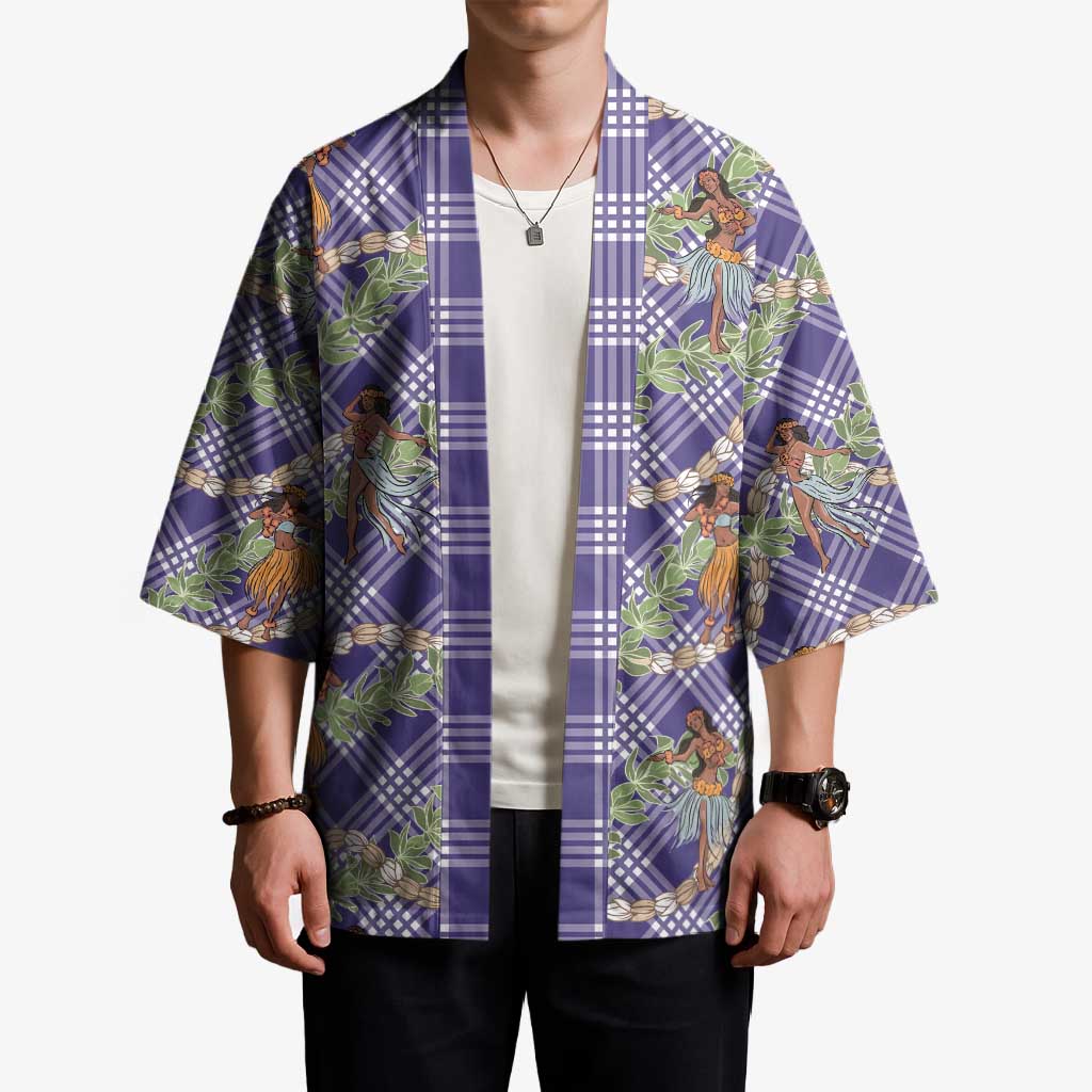 Lavender Palaka Hula Girls Seamless Hawaii Aloha Kimono - Polynesian Pride