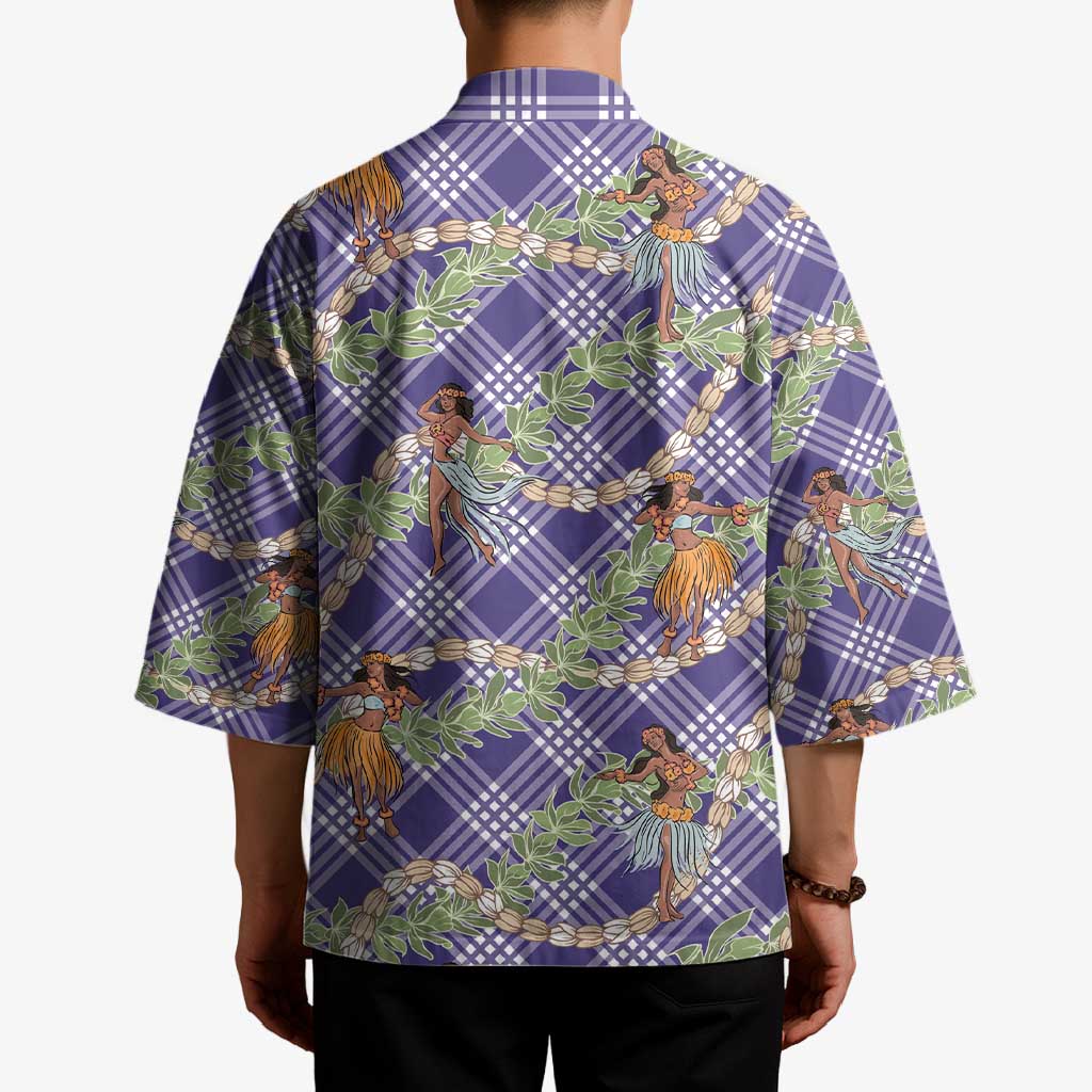 Lavender Palaka Hula Girls Seamless Hawaii Aloha Kimono - Polynesian Pride