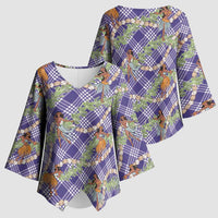 Lavender Palaka Hula Girls Seamless Hawaii Aloha Kimono Sleeve Blouse - Polynesian Pride