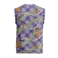 Lavender Palaka Hula Girls Seamless Hawaii Aloha Christmas Knitted V-Neck Vest - Polynesian Pride