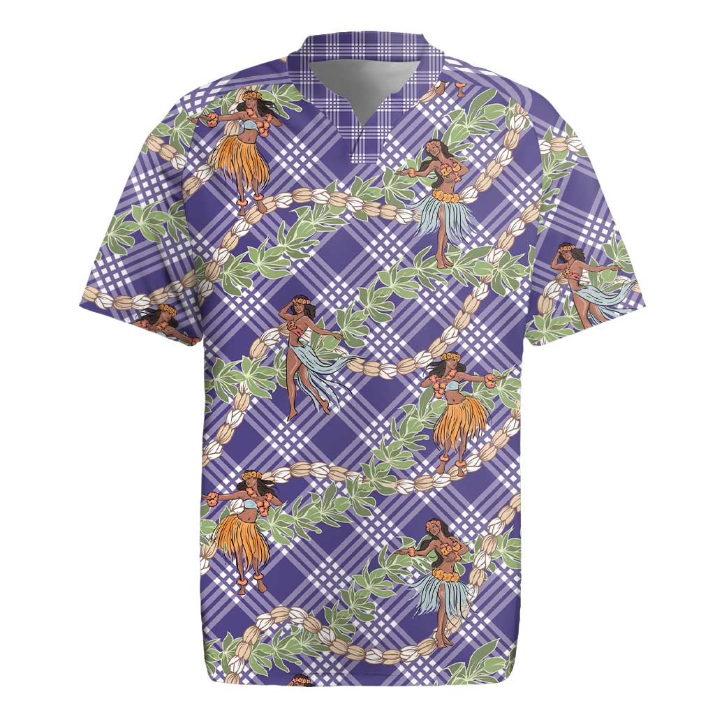 Lavender Palaka Hula Girls Seamless Hawaii Aloha Rugby Jersey - Polynesian Pride