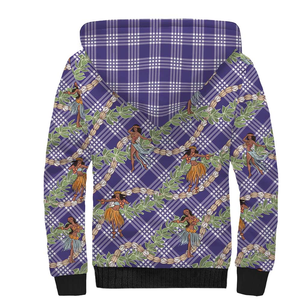 Lavender Palaka Hula Girls Seamless Hawaii Aloha Sherpa Hoodie LT7 - Polynesian Pride
