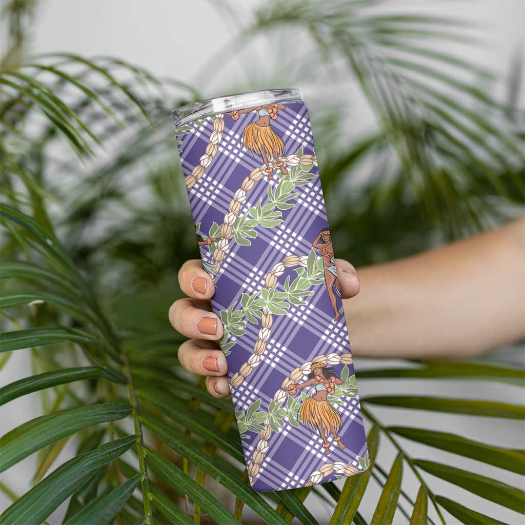 Lavender Palaka Hula Girls Seamless Hawaii Aloha Skinny Tumbler - Polynesian Pride