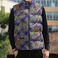 Lavender Palaka Hula Girls Seamless Hawaii Aloha Sleeveless Puffer Jacket - Polynesian Pride