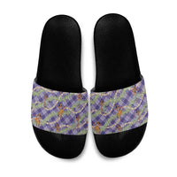 Lavender Palaka Hula Girls Seamless Hawaii Aloha Slide Sandals - Polynesian Pride