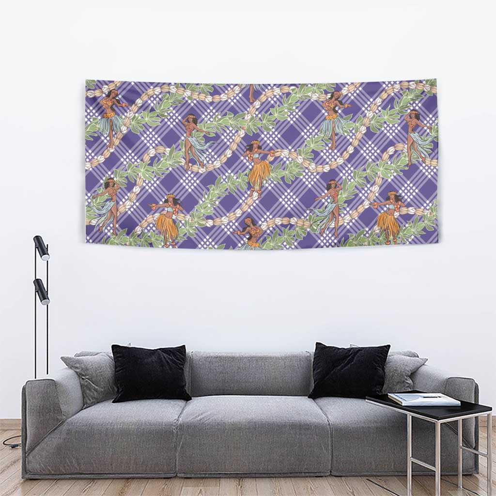 Lavender Palaka Hula Girls Seamless Hawaii Aloha Tapestry - Polynesian Pride