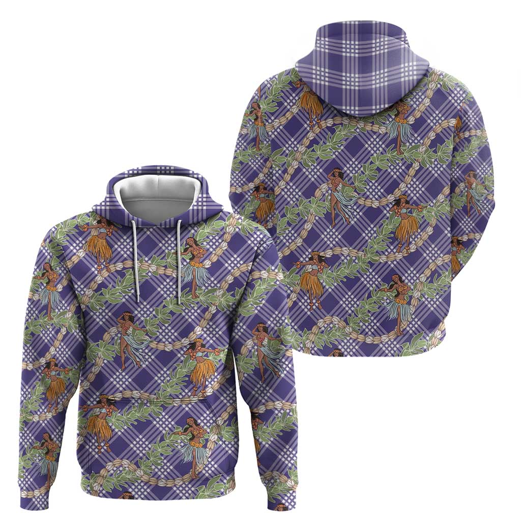 Lavender Palaka Hula Girls Seamless Hawaii Aloha Zip Hoodie - Polynesian Pride