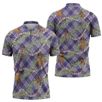 Lavender Palaka Hula Girls Seamless Hawaii Aloha Zipper Polo Shirt - Polynesian Pride