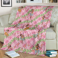 Lokelani Pink Palaka Hula Girls Seamless Hawaii Aloha Blanket - Polynesian Pride