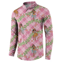 Lokelani Pink Palaka Hula Girls Seamless Hawaii Aloha Button Sweatshirt - Polynesian Pride