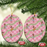 Lokelani Pink Palaka Hula Girls Seamless Hawaii Aloha Ceramic Ornament LT7 Oval Pink - Polynesian Pride