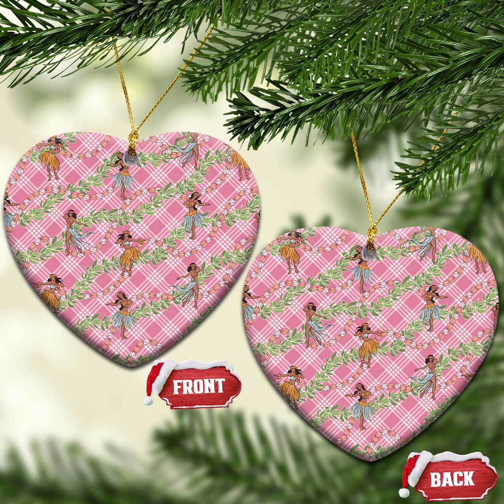 Lokelani Pink Palaka Hula Girls Seamless Hawaii Aloha Ceramic Ornament LT7 Heart Pink - Polynesian Pride