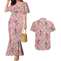 Lokelani Pink Palaka Hula Girls Seamless Hawaii Aloha Couples Matching Mermaid Dress and Hawaiian Shirt LT7 Pink - Polynesian Pride
