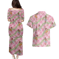 Lokelani Pink Palaka Hula Girls Seamless Hawaii Aloha Couples Matching Puletasi and Hawaiian Shirt - Polynesian Pride