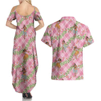 Lokelani Pink Palaka Hula Girls Seamless Hawaii Aloha Couples Matching Summer Maxi Dress and Hawaiian Shirt LT7 - Polynesian Pride