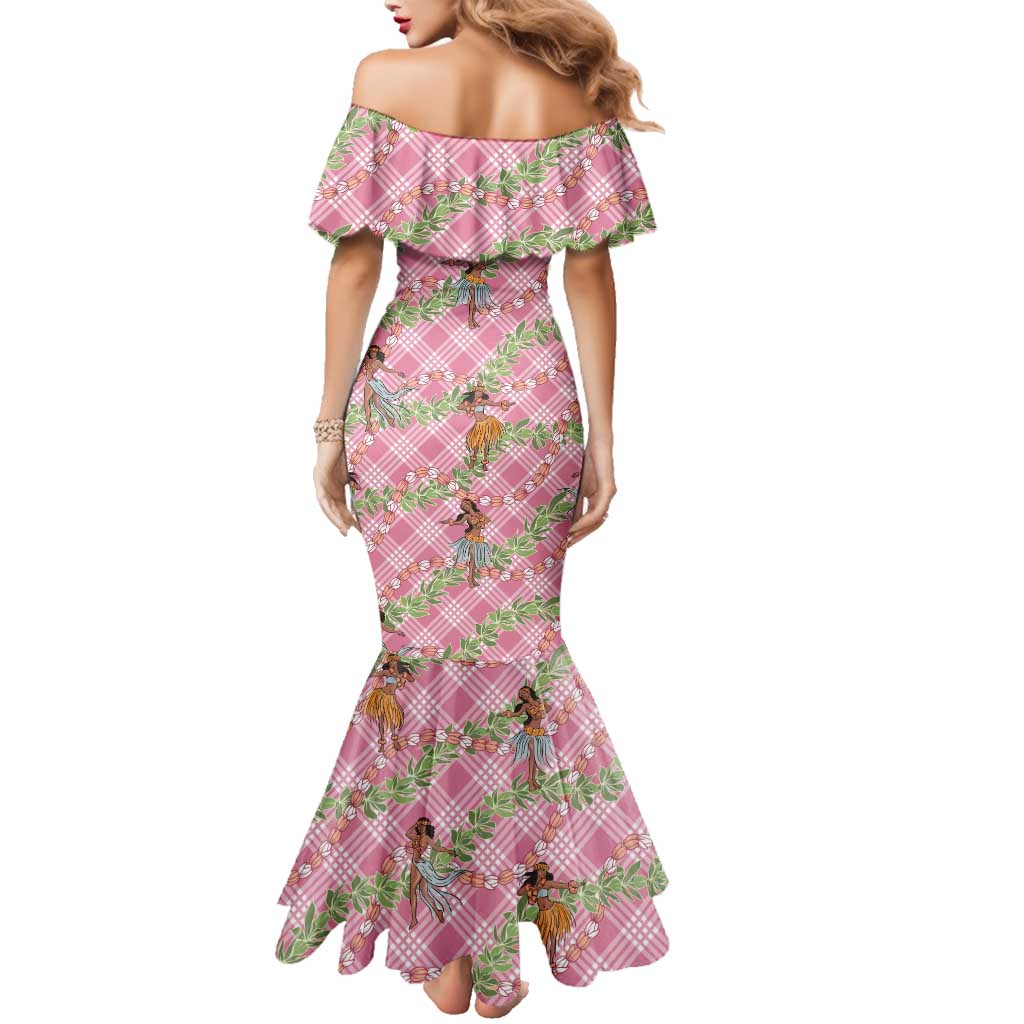 Lokelani Pink Palaka Hula Girls Seamless Hawaii Aloha Family Matching Mermaid Dress and Hawaiian Shirt LT7 - Polynesian Pride
