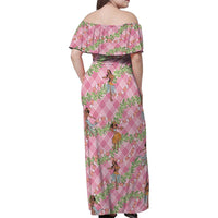 Lokelani Pink Palaka Hula Girls Seamless Hawaii Aloha Family Matching Off Shoulder Maxi Dress and Hawaiian Shirt LT7 - Polynesian Pride