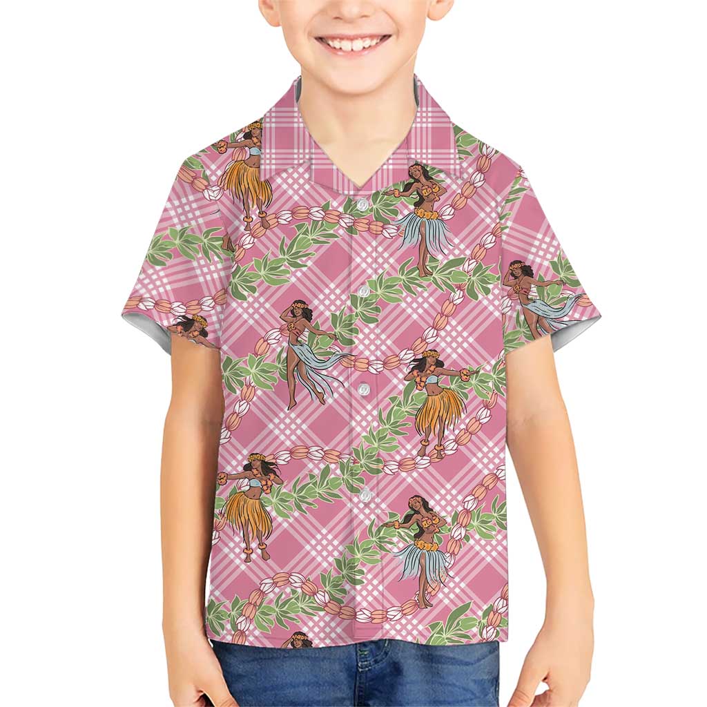 Lokelani Pink Palaka Hula Girls Seamless Hawaii Aloha Family Matching Puletasi and Hawaiian Shirt LT7 Son's Shirt Pink - Polynesian Pride