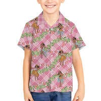 Lokelani Pink Palaka Hula Girls Seamless Hawaii Aloha Family Matching Puletasi and Hawaiian Shirt LT7 Son's Shirt Pink - Polynesian Pride