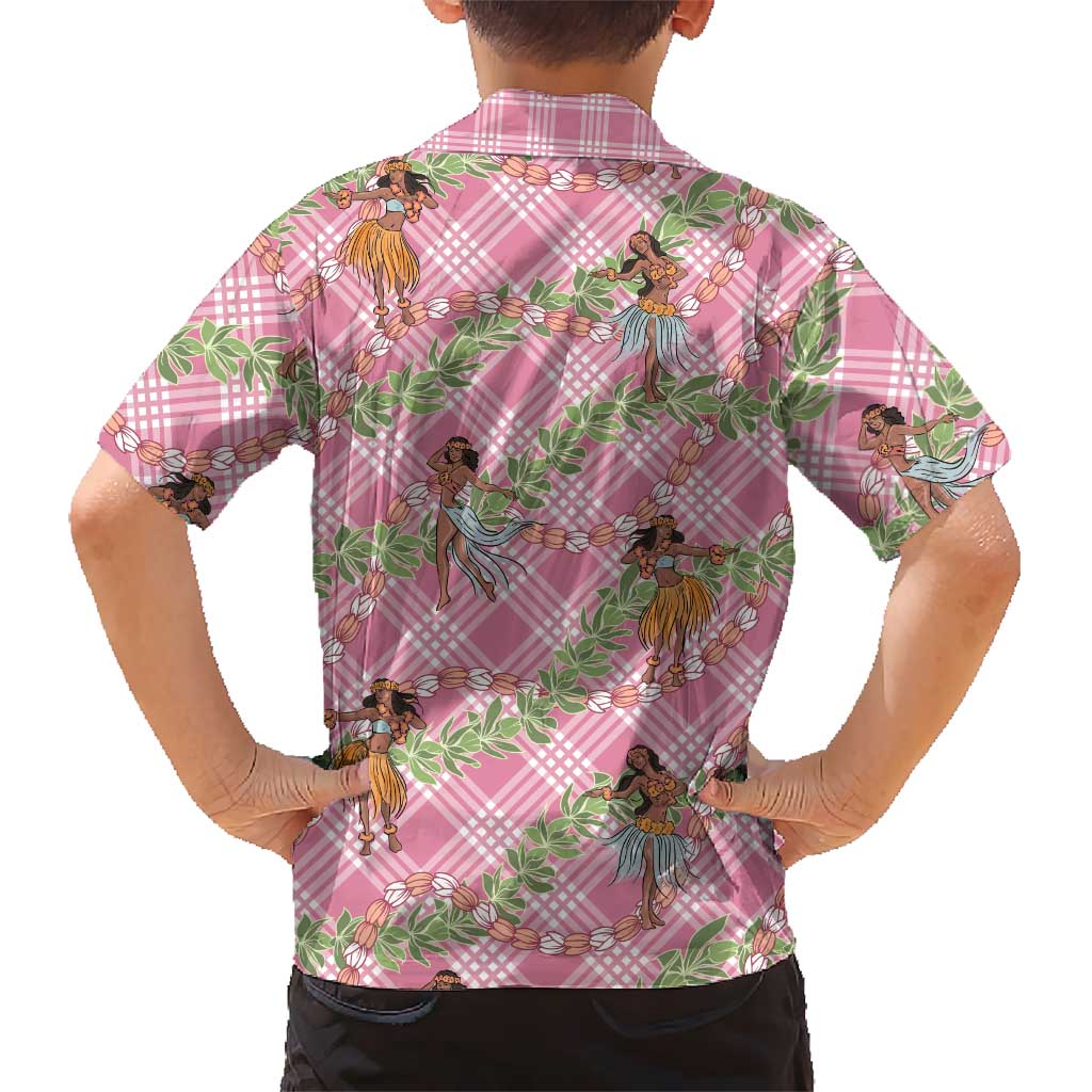 Lokelani Pink Palaka Hula Girls Seamless Hawaii Aloha Family Matching Summer Maxi Dress and Hawaiian Shirt LT7 - Polynesian Pride