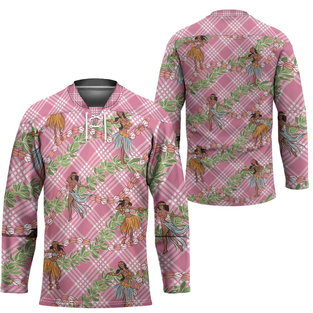 Lokelani Pink Palaka Hula Girls Seamless Hawaii Aloha Hockey Jersey - Polynesian Pride
