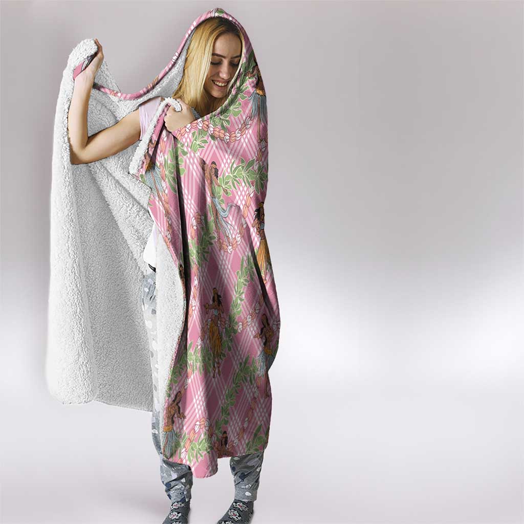 Lokelani Pink Palaka Hula Girls Seamless Hawaii Aloha Hooded Blanket - Polynesian Pride