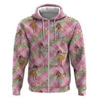 Lokelani Pink Palaka Hula Girls Seamless Hawaii Aloha Hoodie - Polynesian Pride