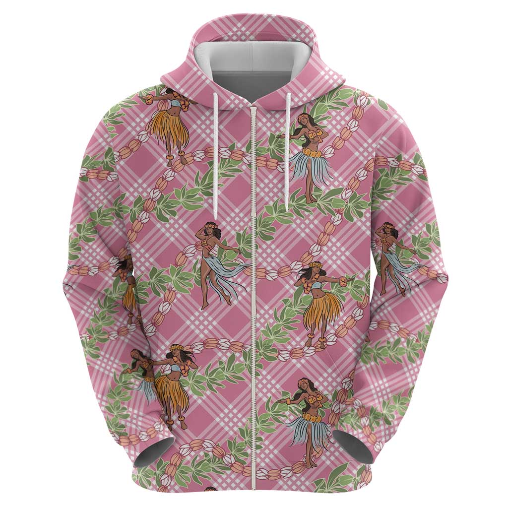 Lokelani Pink Palaka Hula Girls Seamless Hawaii Aloha Hoodie - Polynesian Pride