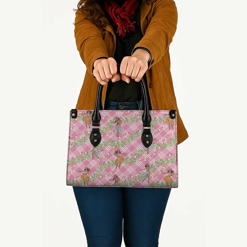 Lokelani Pink Palaka Hula Girls Seamless Hawaii Aloha Leather Bag - Polynesian Pride